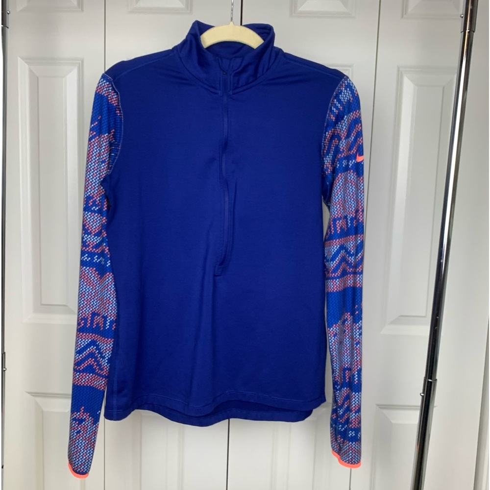 NIKE PRO DRI-FIT Blue Orange Half Zip